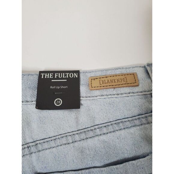 Blank NYC The Fulton Denim Roll Up Shorts Light Wash Raw Hem 100% Cotton - Picture 7 of 12